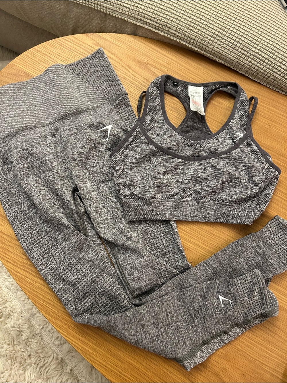 Gymshark Heather Gray Seamless Sports Bra & Leggings Set